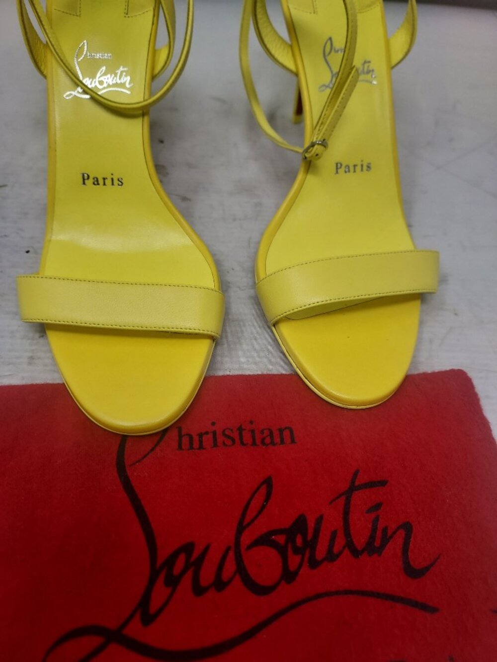 Christian Louboutin Loubigirl Yellow Ankle Strap Heel Sandal - Picture 7 of 12